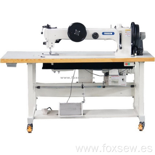 Máquina de coser de puntada de pespunte de hilo grueso de alimentación triple para trabajo extra pesado de brazo largo